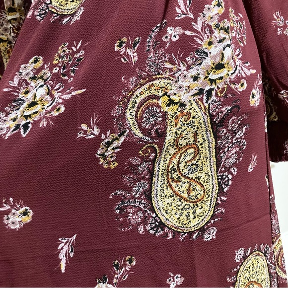 Maroon Maxi Keyhole Dress Long Sleeve Paisley Size Small S - Picture 6 of 16